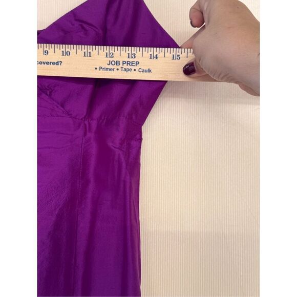 Watters Raw Silk bright purple tie back semiformal fit and flare dress sz 2 - Picture 6 of 7